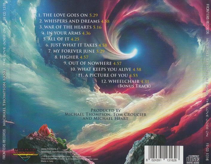 CD BACK COVER - CD BACK COVER - MICHAEL THOMPSON BAND - The Love Goes On.bmp